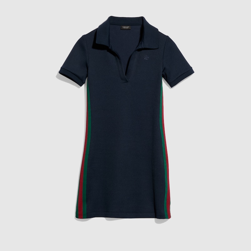 Rib Cotton Jersey Dress With Web