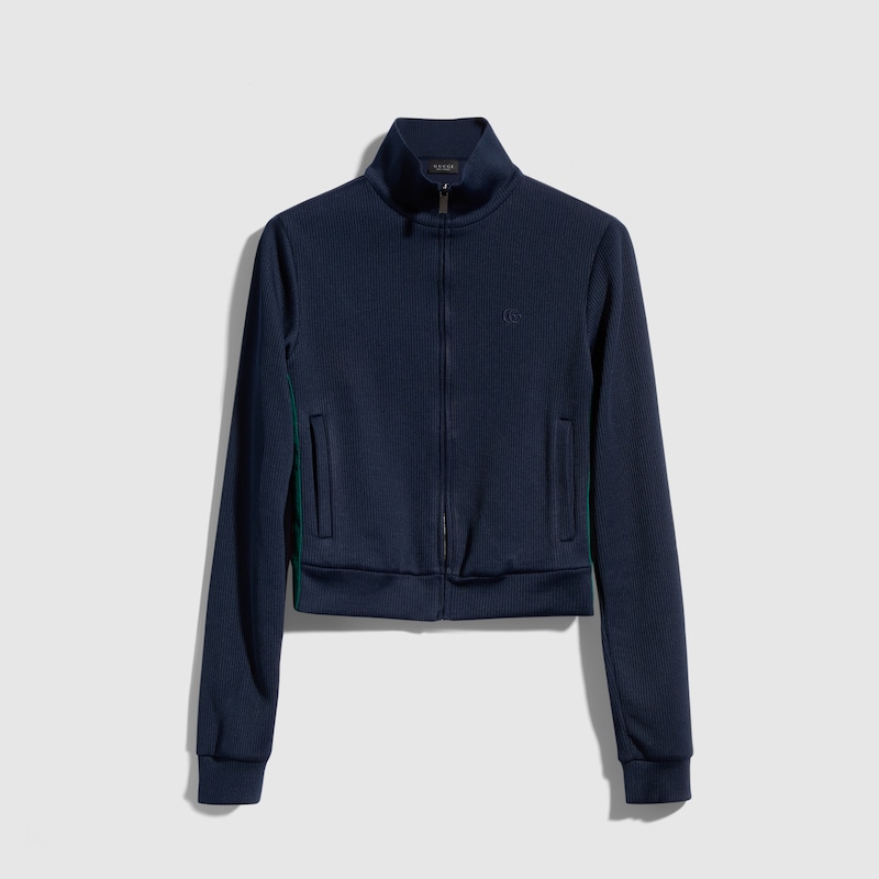 Rib Cotton Jersey Zip Sweatshirt With Web Rib Cotton Jersey Zip Sweatshirt With Web
