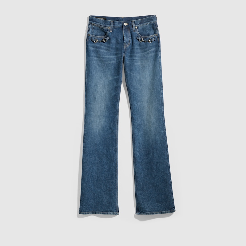 Stretch Cotton Denim With Horsebit