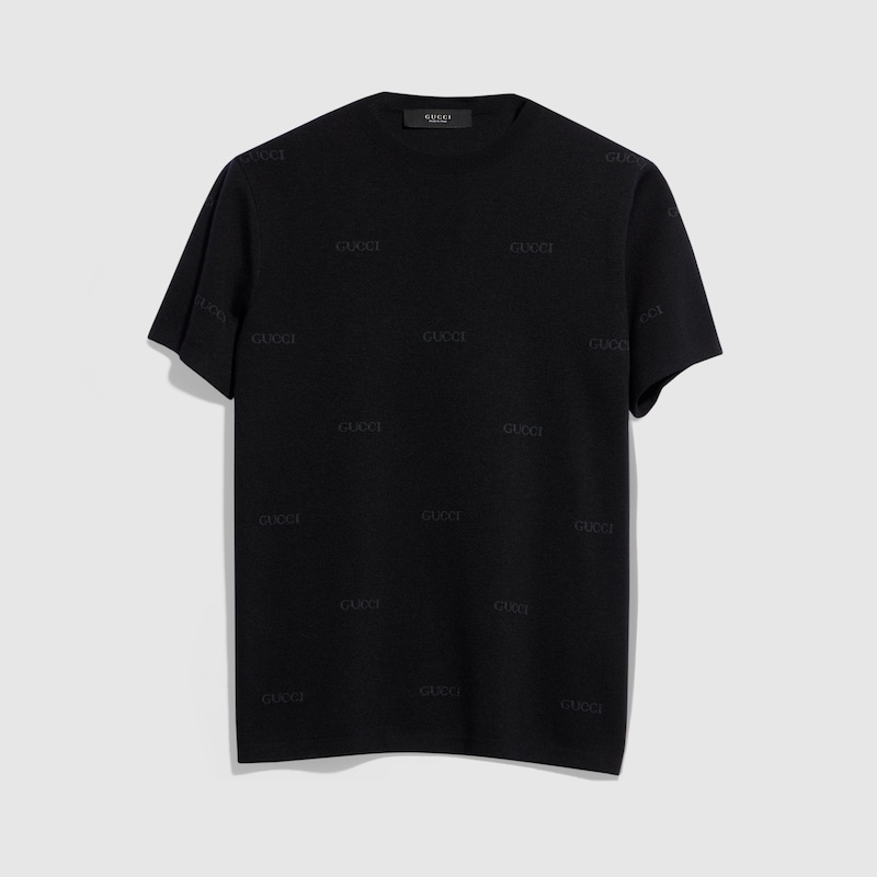 Gucci Wool Silk Gucci Jacquard T-shirt