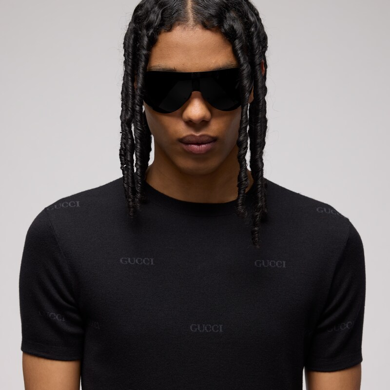 Gucci Wool Silk Gucci Jacquard T-shirt | Thumbnail 3