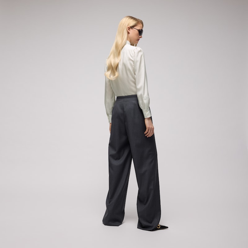Gucci Pinstripe Silk Shirt With Bow | Thumbnail 3 Gucci Pinstripe Silk Shirt With Bow | Thumbnail 3