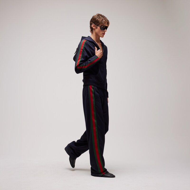 Gucci Silk Cotton Jersey Zip Jacket With Web | Thumbnail 2 Gucci Silk Cotton Jersey Zip Jacket With Web | Thumbnail 2