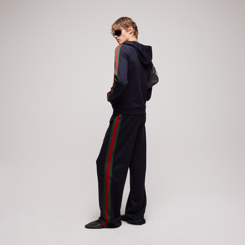 Gucci Silk Cotton Jersey Zip Jacket With Web | Thumbnail 3 Gucci Silk Cotton Jersey Zip Jacket With Web | Thumbnail 3
