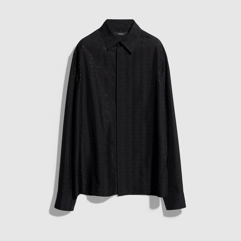Silk Habotai Shirt With Jacquard Detail Silk Habotai Shirt With Jacquard Detail