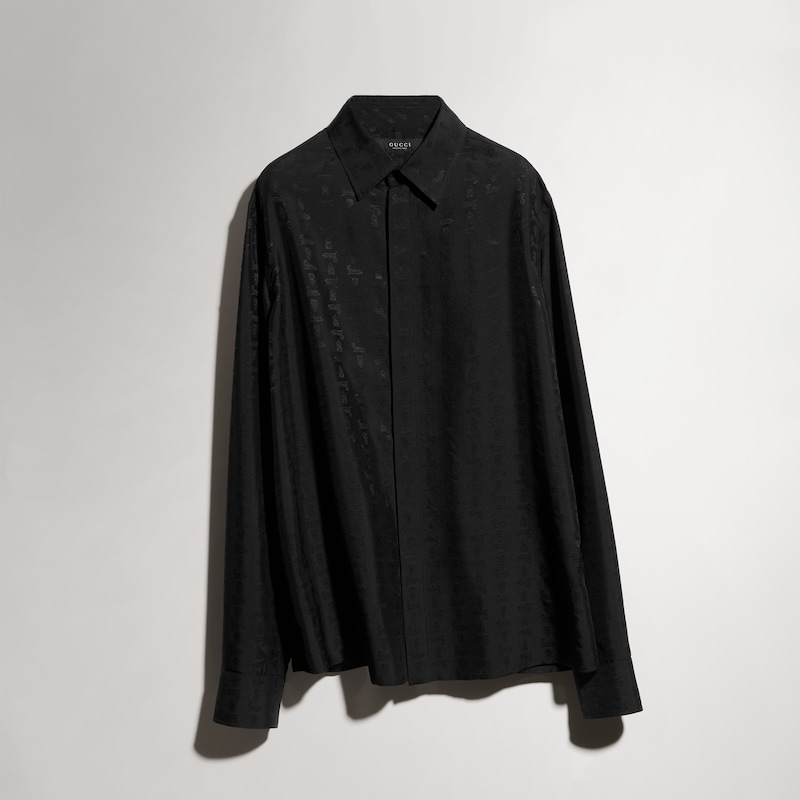 Gucci Silk Habotai Shirt With Jacquard Detail | Thumbnail 2