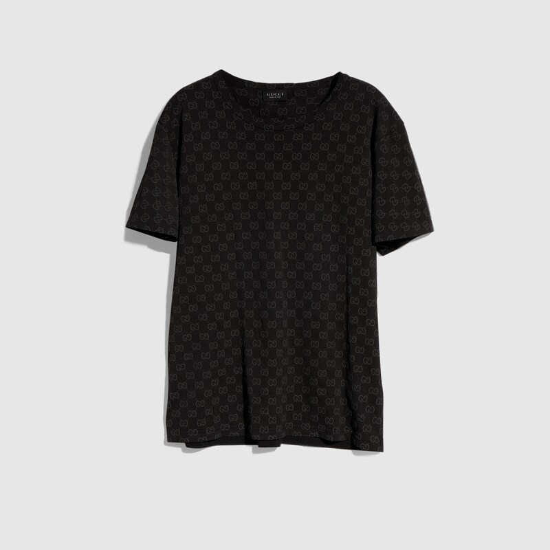 Gucci Printed Cotton Jersey T-shirt In Black