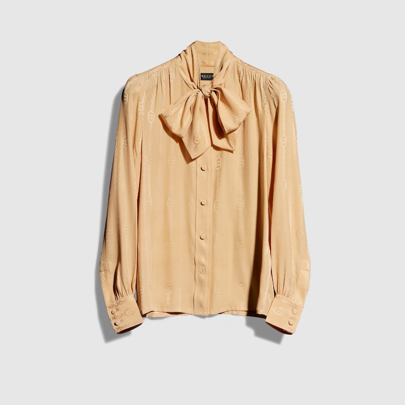 Interlocking G Chain Silk Jacquard Shirt Interlocking G Chain Silk Jacquard Shirt