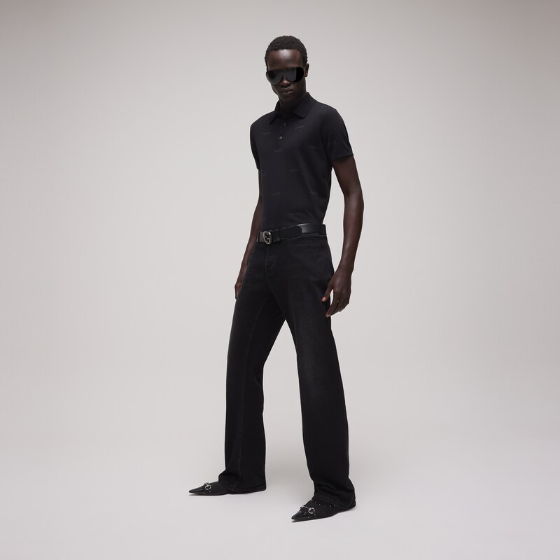 Gucci Wool Silk Gucci Jacquard Polo Shirt | Thumbnail 2