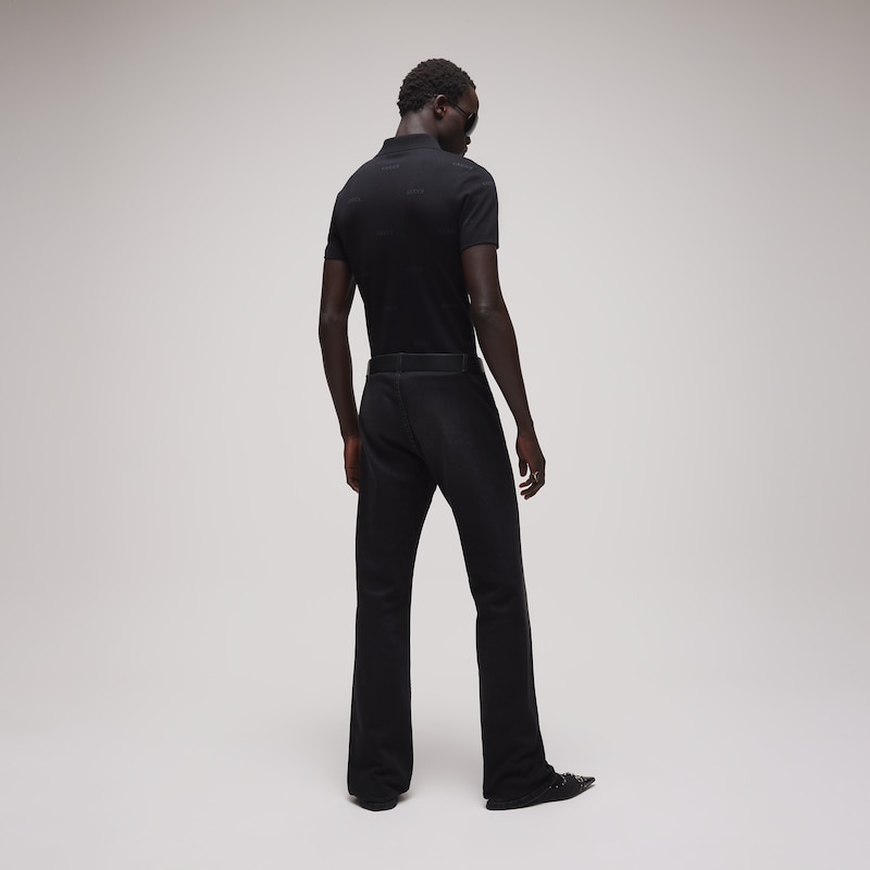 Gucci Wool Silk Gucci Jacquard Polo Shirt | Thumbnail 3