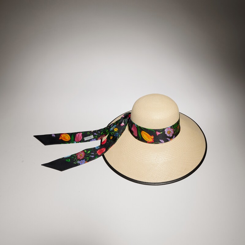 Gucci Panama Twill Hat With Silk Ribbon | Thumbnail 3 Gucci Panama Twill Hat With Silk Ribbon | Thumbnail 3