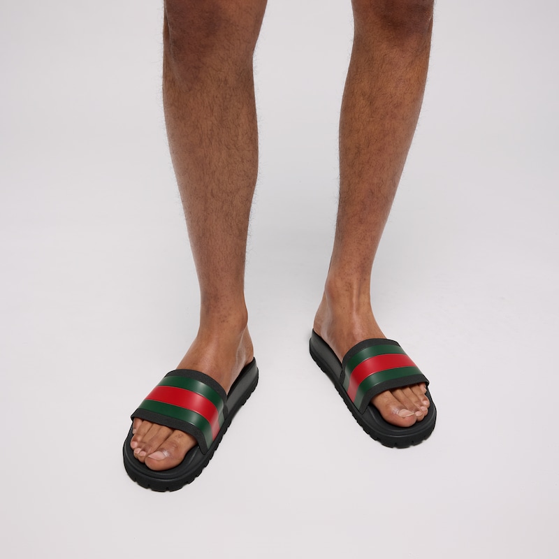Gucci Slide Sandal With Web | Thumbnail 3 Gucci Slide Sandal With Web | Thumbnail 3
