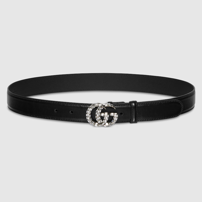 Gucci GG Marmont Thin Belt With Crystals