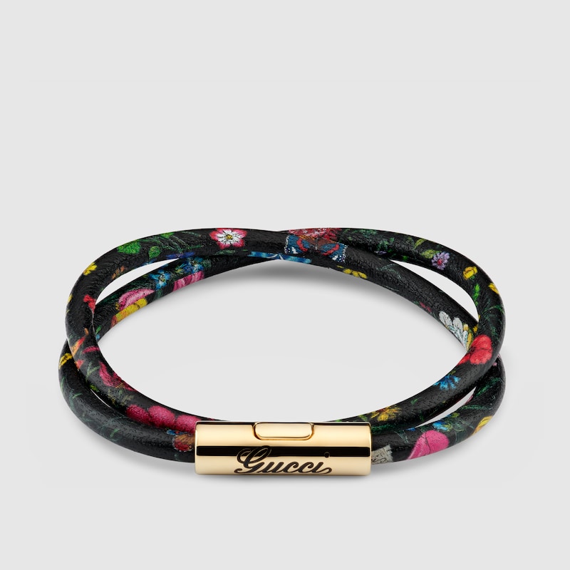 Gucci Leather Double Bracelet With Gucci Script
