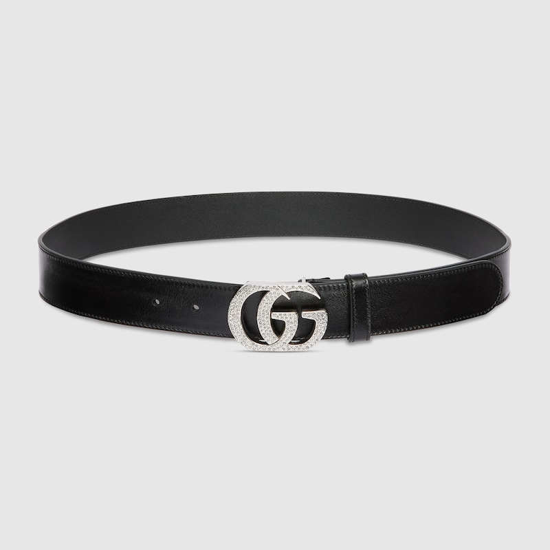 Gucci Belt With Double G Crystal Buckle