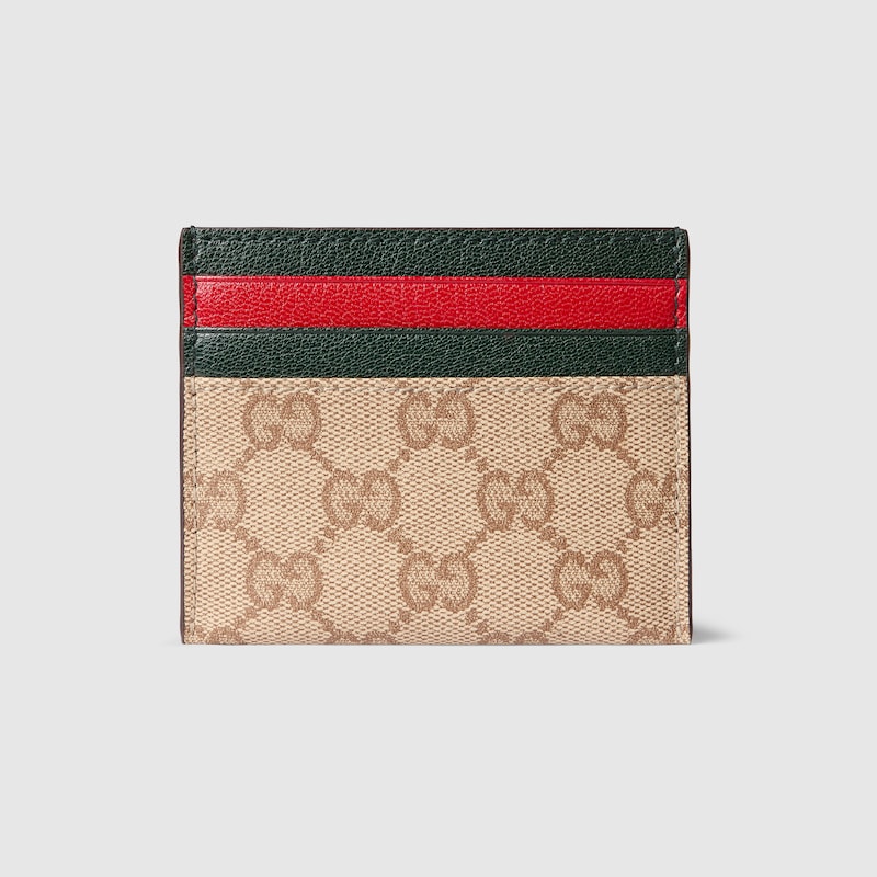 Gucci Card Case With Multicolor Slots In Beige