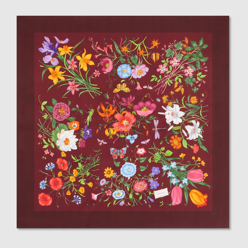Gucci Printed Flora Silk Twill Carré