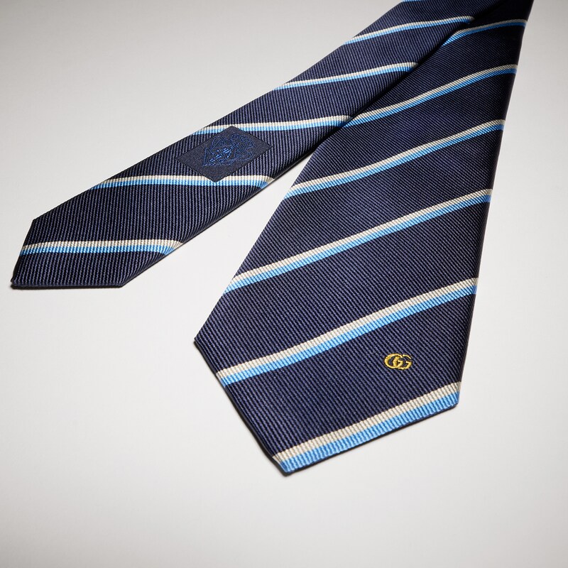 Gucci Striped Double G Silk Jacquard Tie | Thumbnail 3 Gucci Striped Double G Silk Jacquard Tie | Thumbnail 3