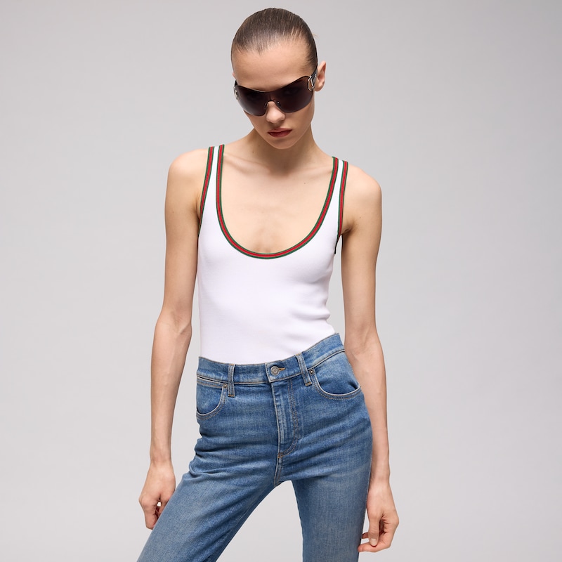 Gucci Cotton Tank Top With Web | Thumbnail 3 Gucci Cotton Tank Top With Web | Thumbnail 3