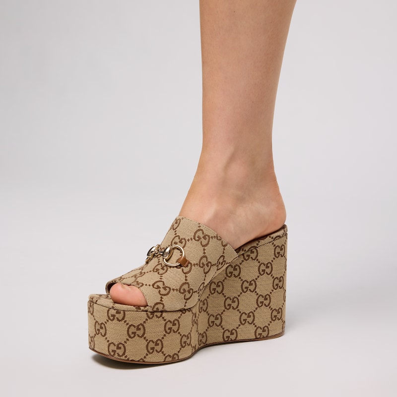 Gucci Wedge Sandal With Horsebit | Thumbnail 3 Gucci Wedge Sandal With Horsebit | Thumbnail 3