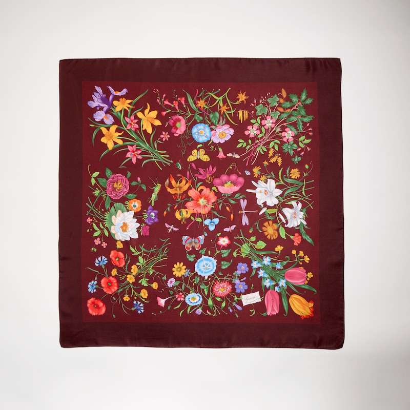 Gucci Printed Flora Silk Twill Carré | Thumbnail 3 Gucci Printed Flora Silk Twill Carré | Thumbnail 3
