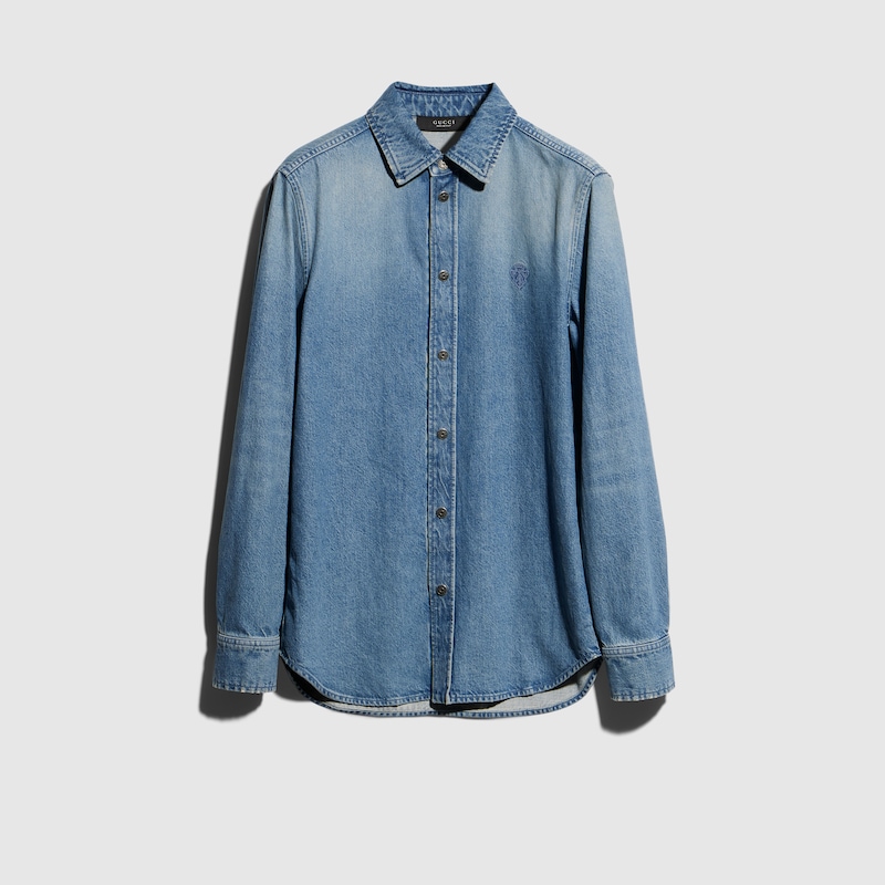 Cotton Denim Shirt With Embroidery Cotton Denim Shirt With Embroidery