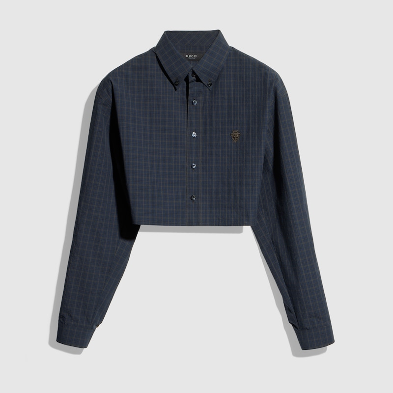 Cropped Checked Cotton Poplin Shirt Cropped Checked Cotton Poplin Shirt