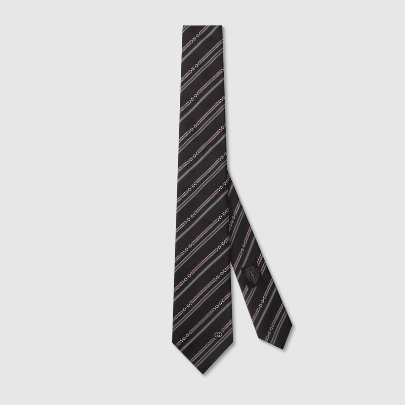 Gucci Interlocking G Horsebit Belt Silk Tie