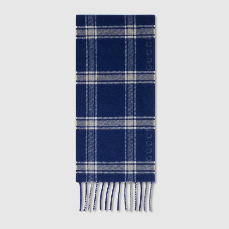 Gucci Tartan Wool Cashmere Scarf