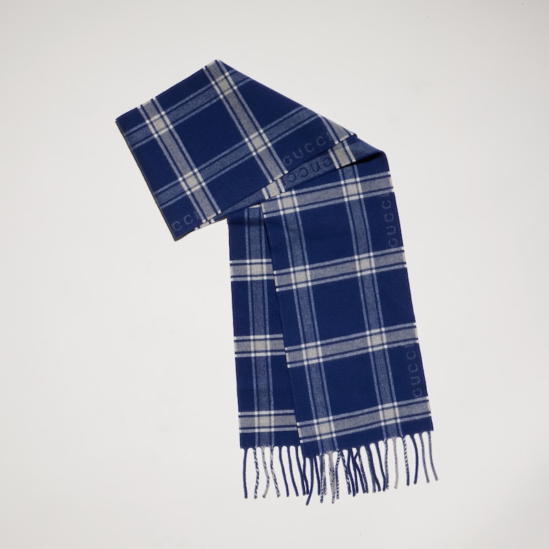 Gucci Tartan Wool Cashmere Scarf | Thumbnail 3 Gucci Tartan Wool Cashmere Scarf | Thumbnail 3