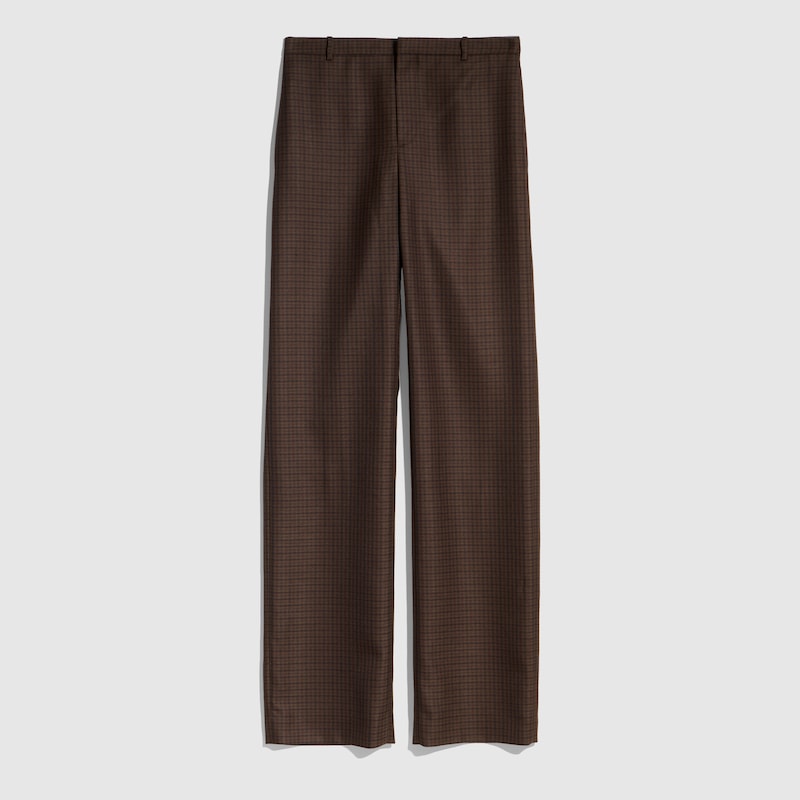 Gingham Polyester Wool Pants