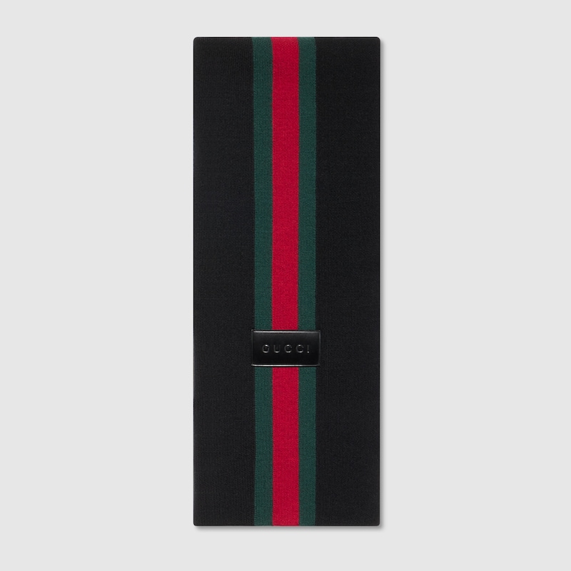 Gucci Striped Wool Cashmere Jacquard Scarf