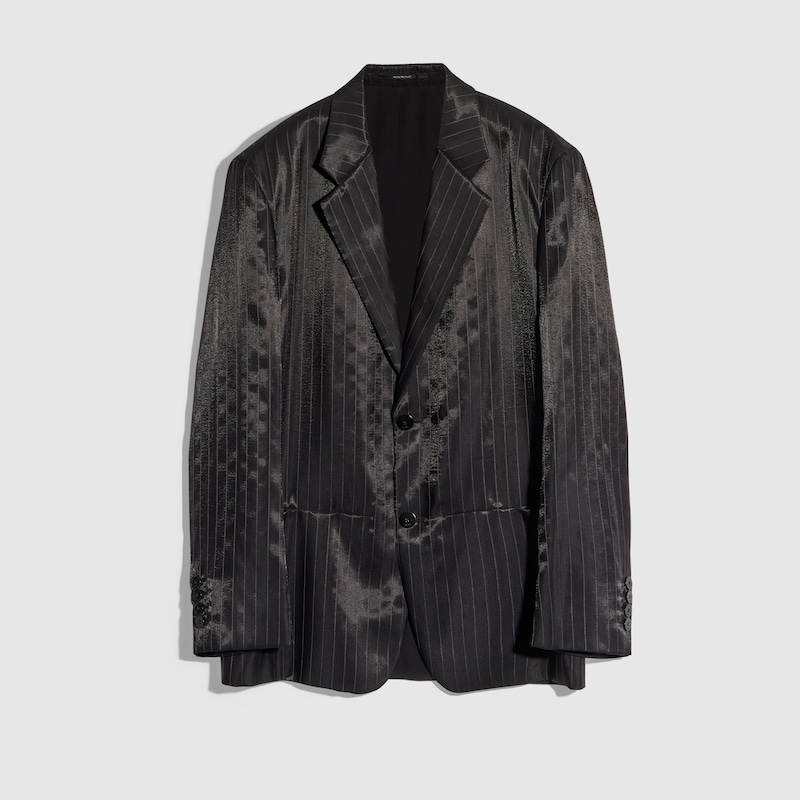 Pinstripe Wool Silk Jacket