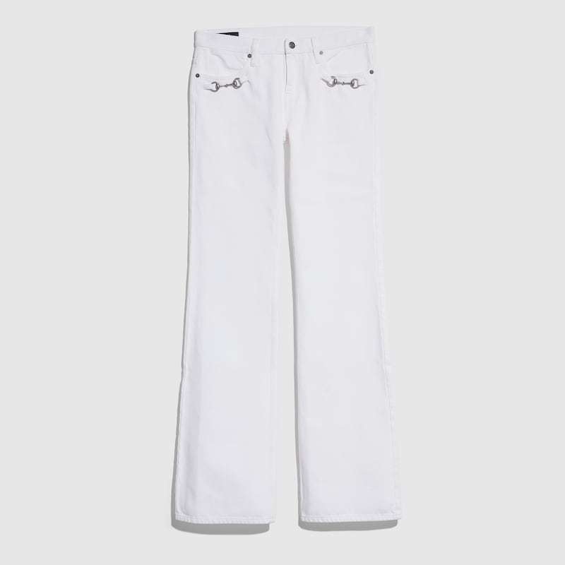 Cotton Denim Pants With Horsebit