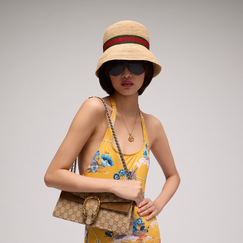 Gucci Woven Fabric Hat With Web | Thumbnail 2 Gucci Woven Fabric Hat With Web | Thumbnail 2
