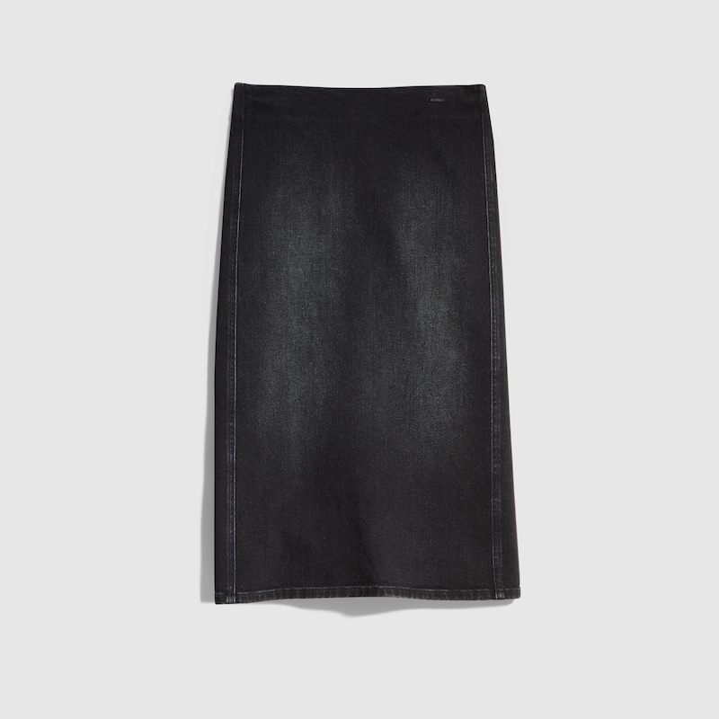 Stretch Cotton Denim Midi Skirt