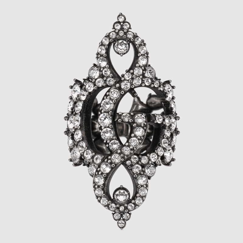 Gucci GG Marmont Crystal Wide Ring