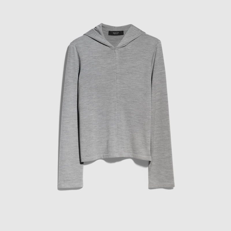 Wool Silk Blend Hooded Cardigan