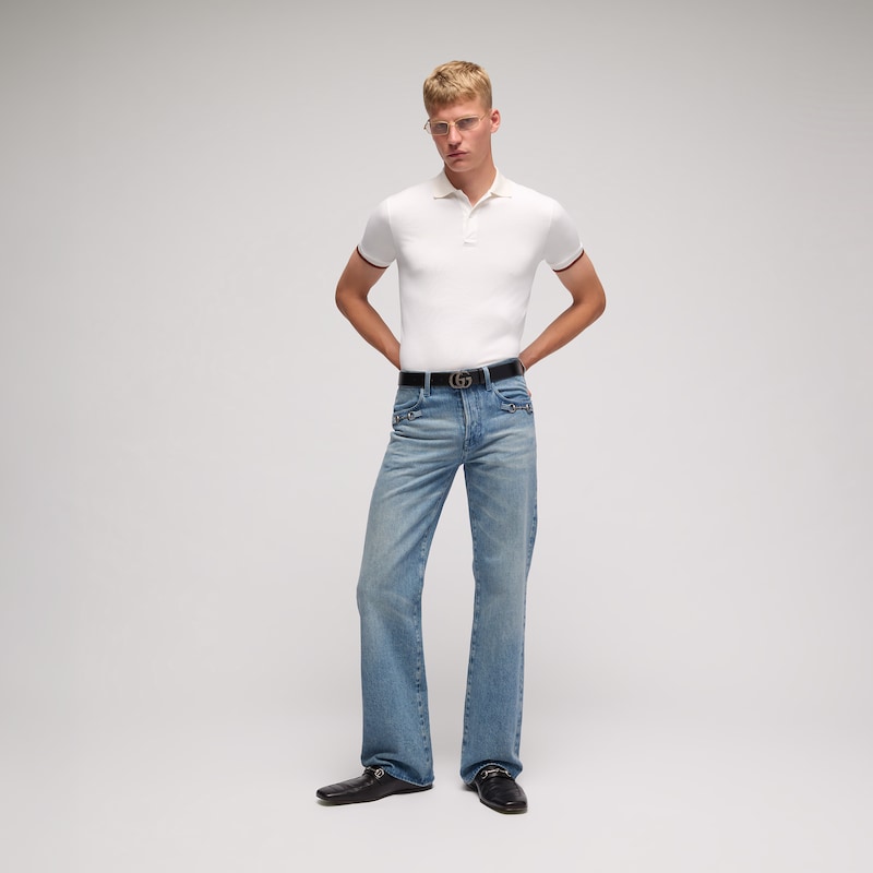 Gucci Silk Jersey Polo Shirt With Web | Thumbnail 2 Gucci Silk Jersey Polo Shirt With Web | Thumbnail 2