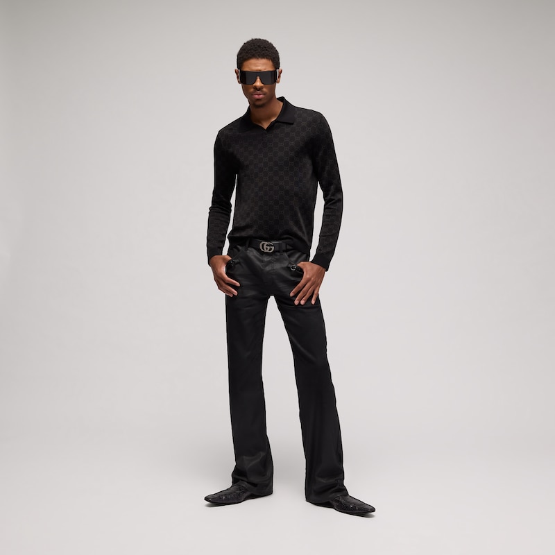 Gucci Viscose GG Jacquard Polo Shirt | Thumbnail 2 Gucci Viscose GG Jacquard Polo Shirt | Thumbnail 2