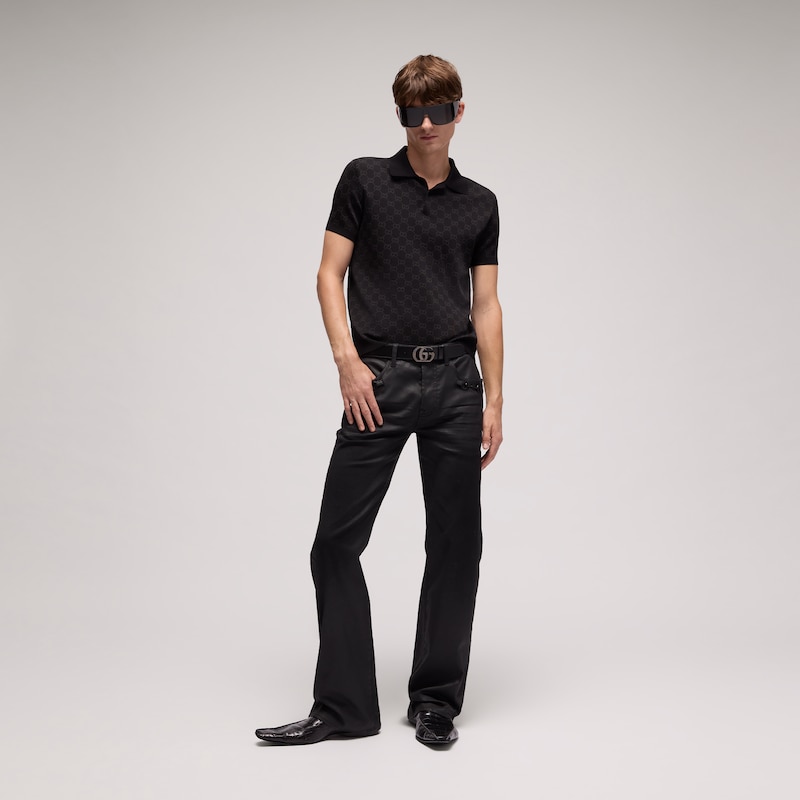 Gucci Viscose GG Jacquard Polo Shirt | Thumbnail 2 Gucci Viscose GG Jacquard Polo Shirt | Thumbnail 2