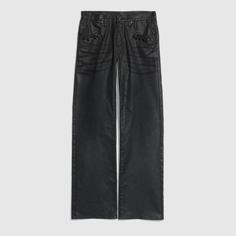 Flared Coated Cotton Twill Denim Pants Flared Coated Cotton Twill Denim Pants