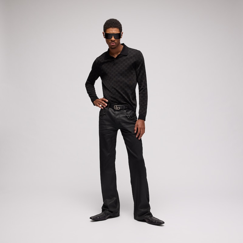 Gucci Flared Coated Cotton Twill Denim Pants | Thumbnail 2 Gucci Flared Coated Cotton Twill Denim Pants | Thumbnail 2