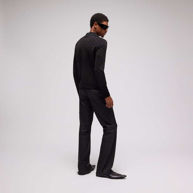 Gucci Flared Coated Cotton Twill Denim Pants | Thumbnail 3 Gucci Flared Coated Cotton Twill Denim Pants | Thumbnail 3