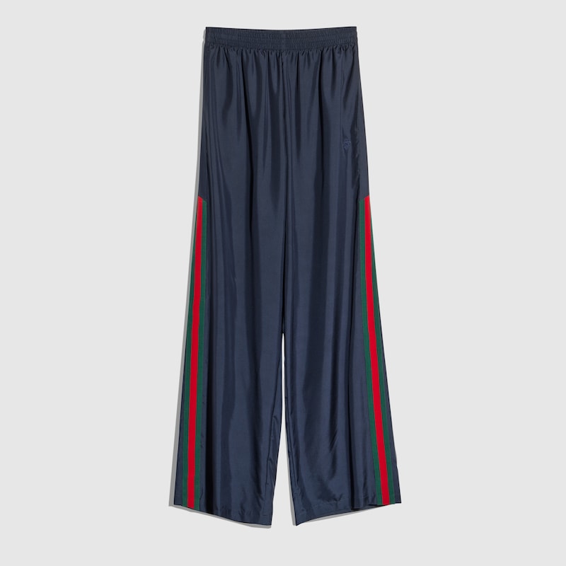 Technical Silk Poplin Pants With Web
