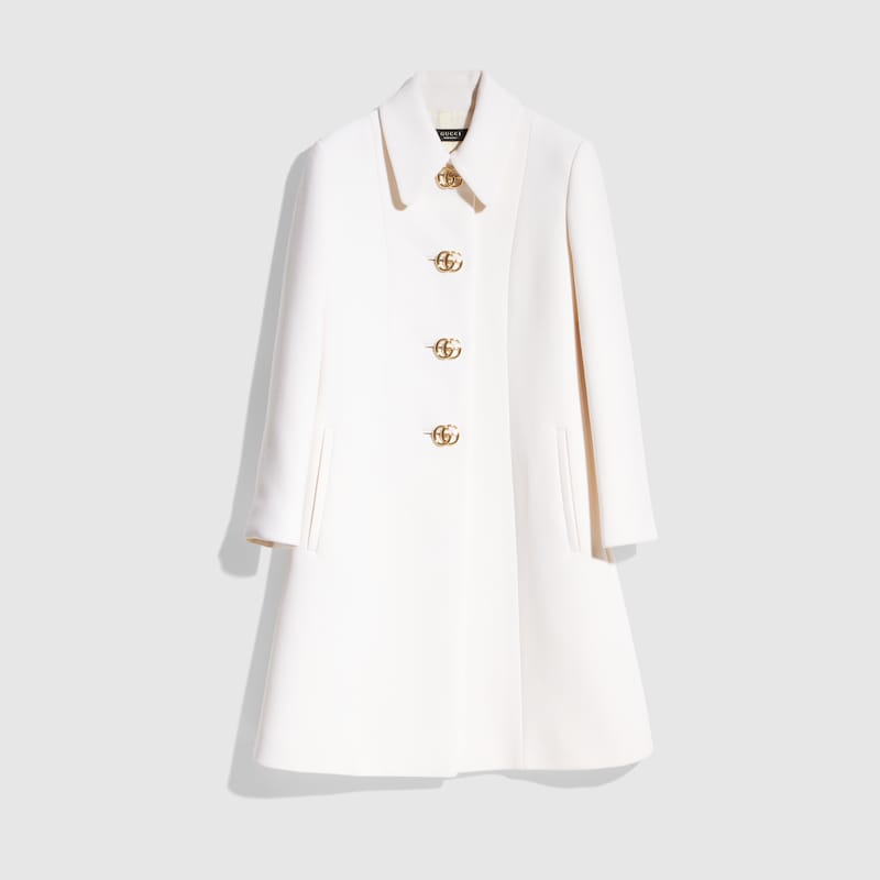 Wool Natté Coat With Double G Button Wool Natté Coat With Double G Button