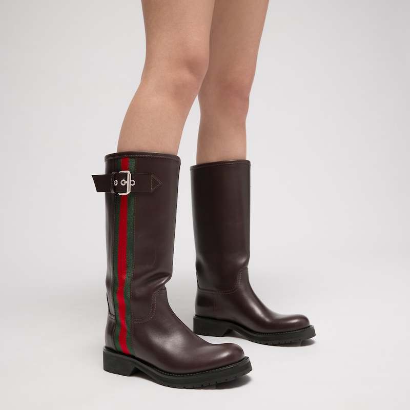 Gucci Biker Boot With Web | Thumbnail 3 Gucci Biker Boot With Web | Thumbnail 3