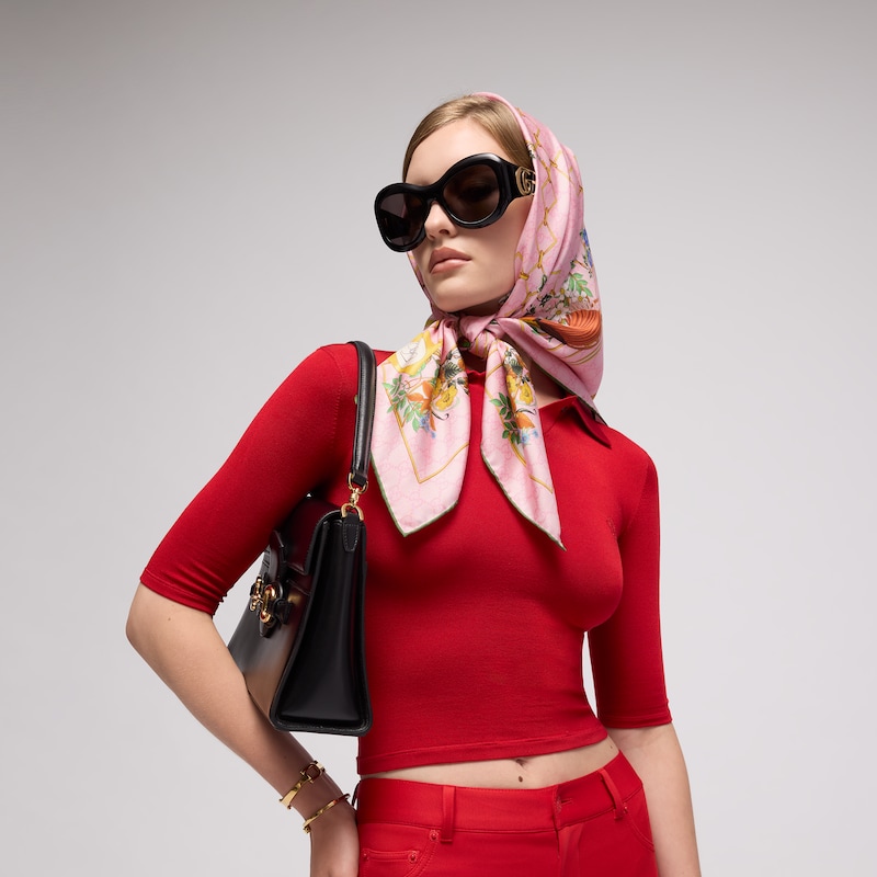 Gucci Printed GG Silk Twill Carré | Thumbnail 2 Gucci Printed GG Silk Twill Carré | Thumbnail 2