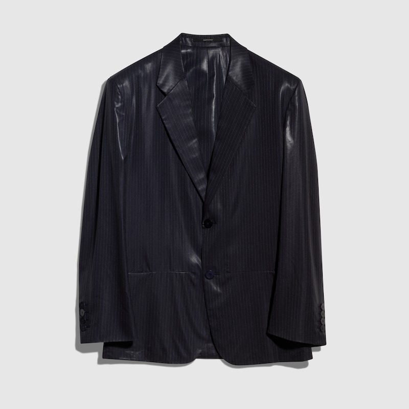 Pinstripe Chintzed Wool Blend Jacket Pinstripe Chintzed Wool Blend Jacket