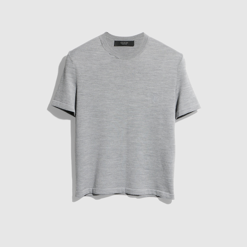Gucci Cropped Knit Wool Silk Blend T-shirt